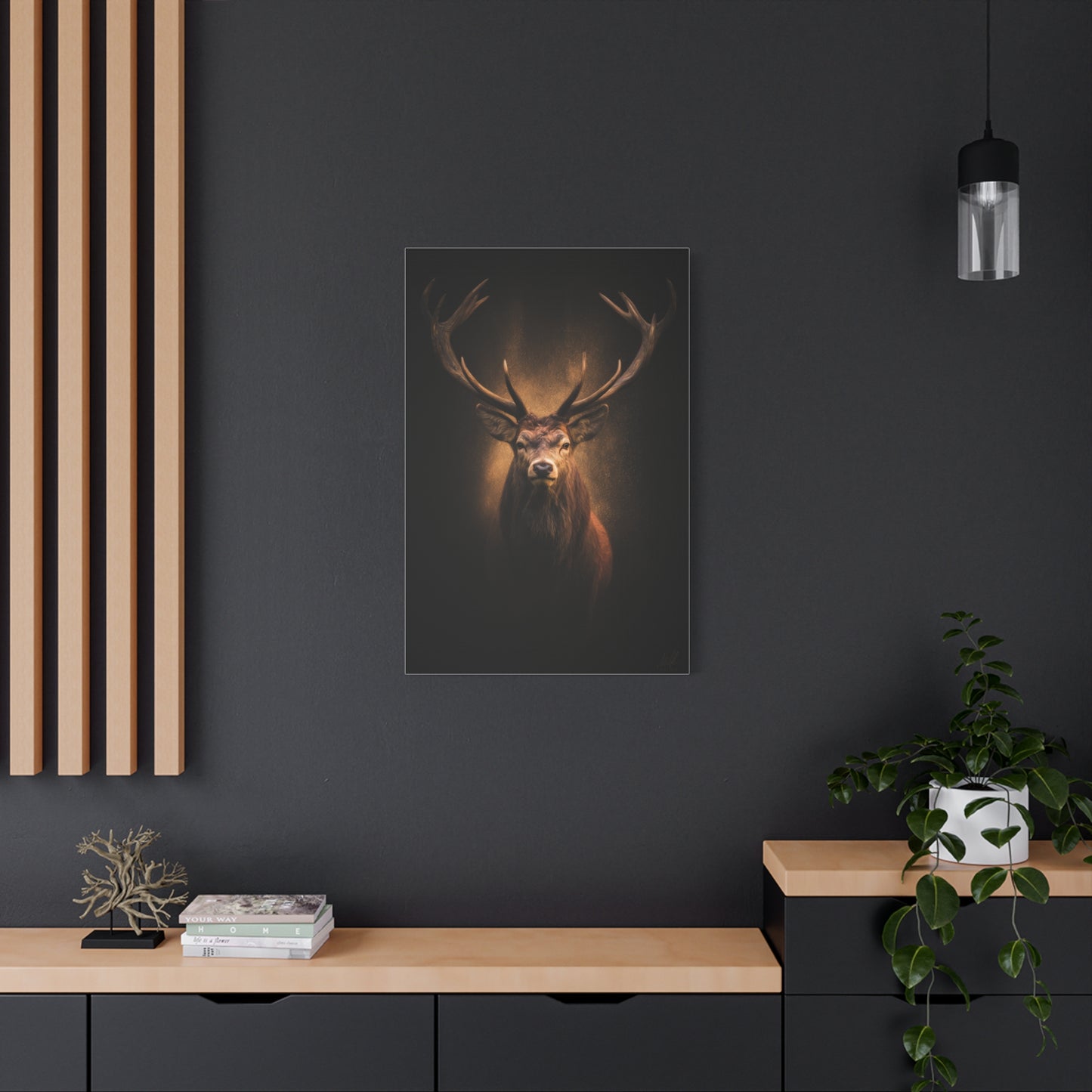 Golden Halo Stag Portrait Wall Art & Canvas Print