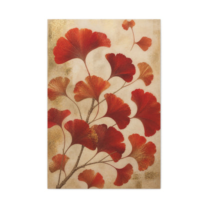 Red Ginkgo Botanical Composition Wall Art & Canvas Print