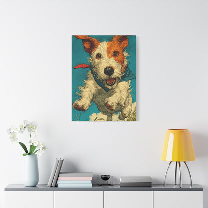 Jack Russell Terrier Mid-Leap Illustration Wall Art & Canvas Print