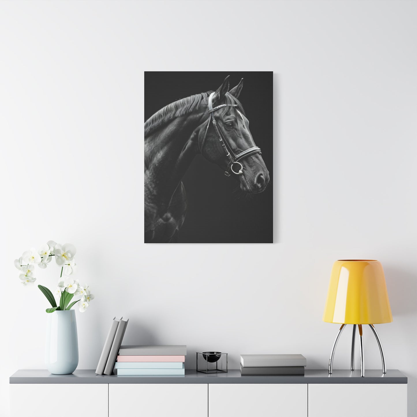 Elegant Black Stallion Profile Wall Art & Canvas Prints