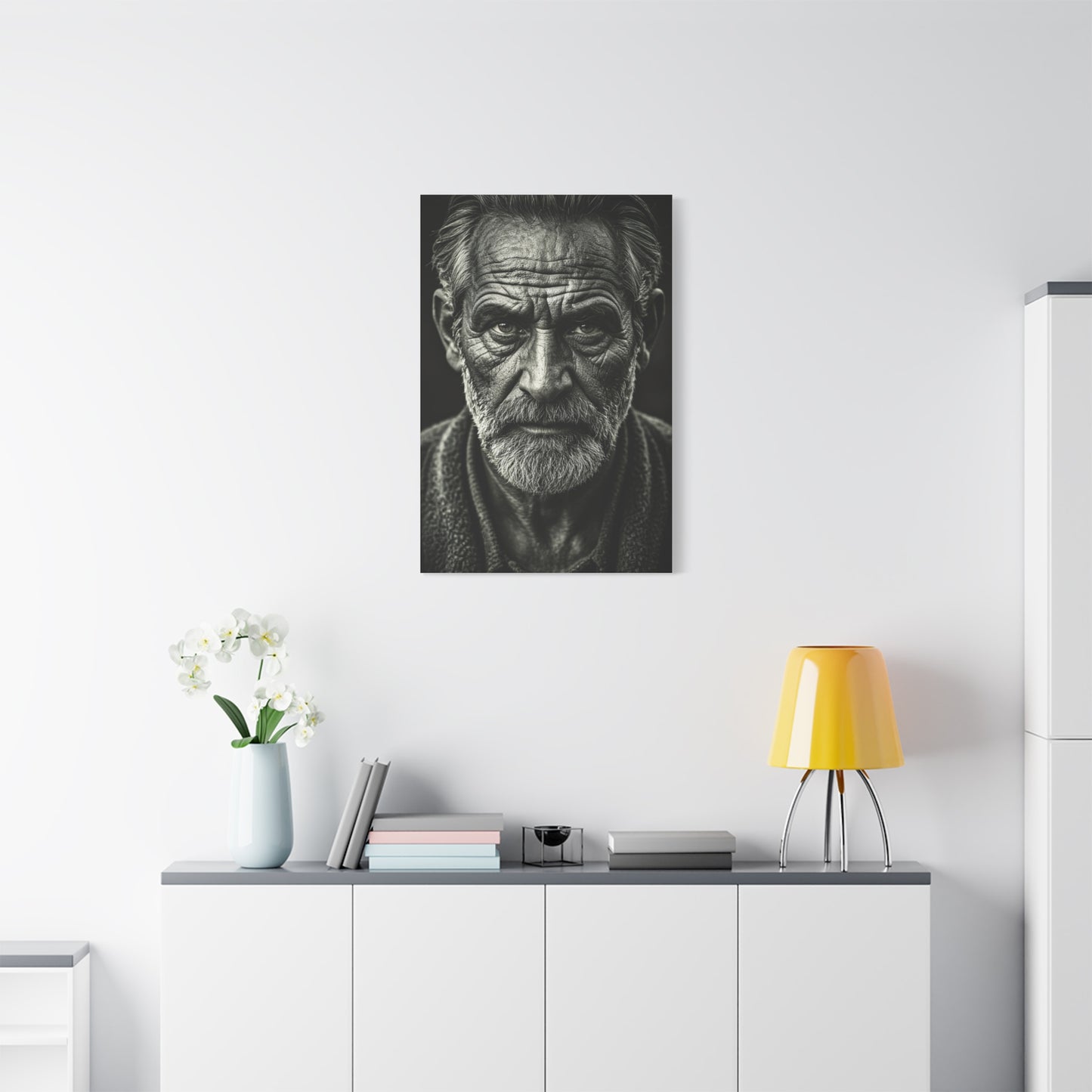 Lines of Time Black & White Elder Portrait Wall Art & Canvas Prints