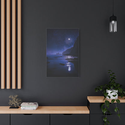 Moonlit Starry Coastline Wall Art & Canvas Print