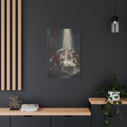 Knights Witness the Miracle of Excalibur Wall Art & Canvas Print