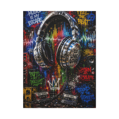 Graffiti Headphones Music Street Wall Art & Canvas Print