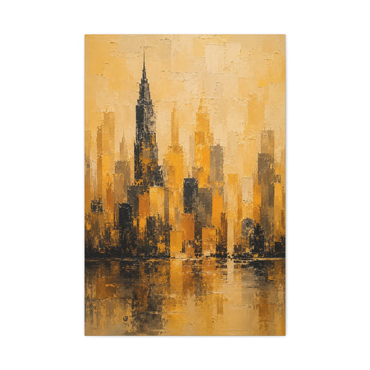 Yellow Cityscape Textured Skyline Abstract Wall Art & Canvas Print