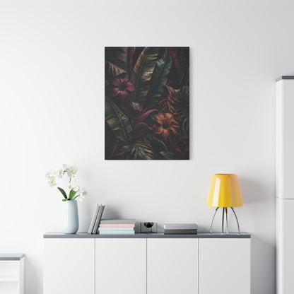 Dark Botanical Hibiscus Jungle Tropical Wall Art & Canvas Print