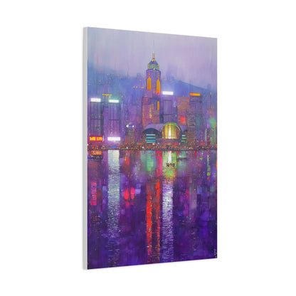 Hong Kong Skyline Neon Harbor Lights Wall Art & Canvas Print