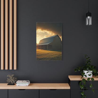 Golden Hour Farm Barn Landscape Wall Art & Canvas Prints