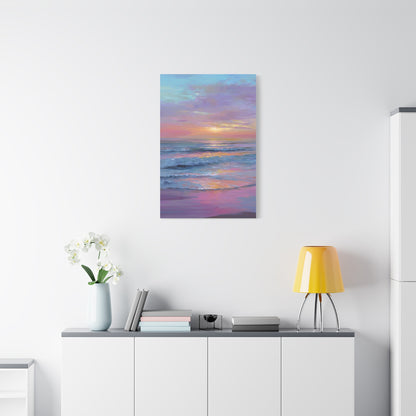 Pastel Sunrise Over Calm Ocean Waves Wall Art & Canvas Print