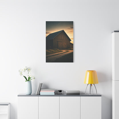 Country Road Barn at Dusk Wall Art & Canvas Prints