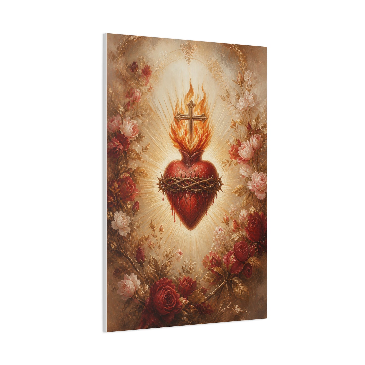 Sacred Heart Floral Devotional Wall Art & Canvas Print