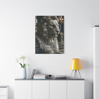 Marble Lion Bust Royal Sculpture Wall Art & Canvas Print