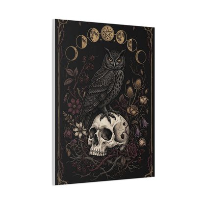 Gothic Occult Owl Skull Composition Wall Art & Canvas Print