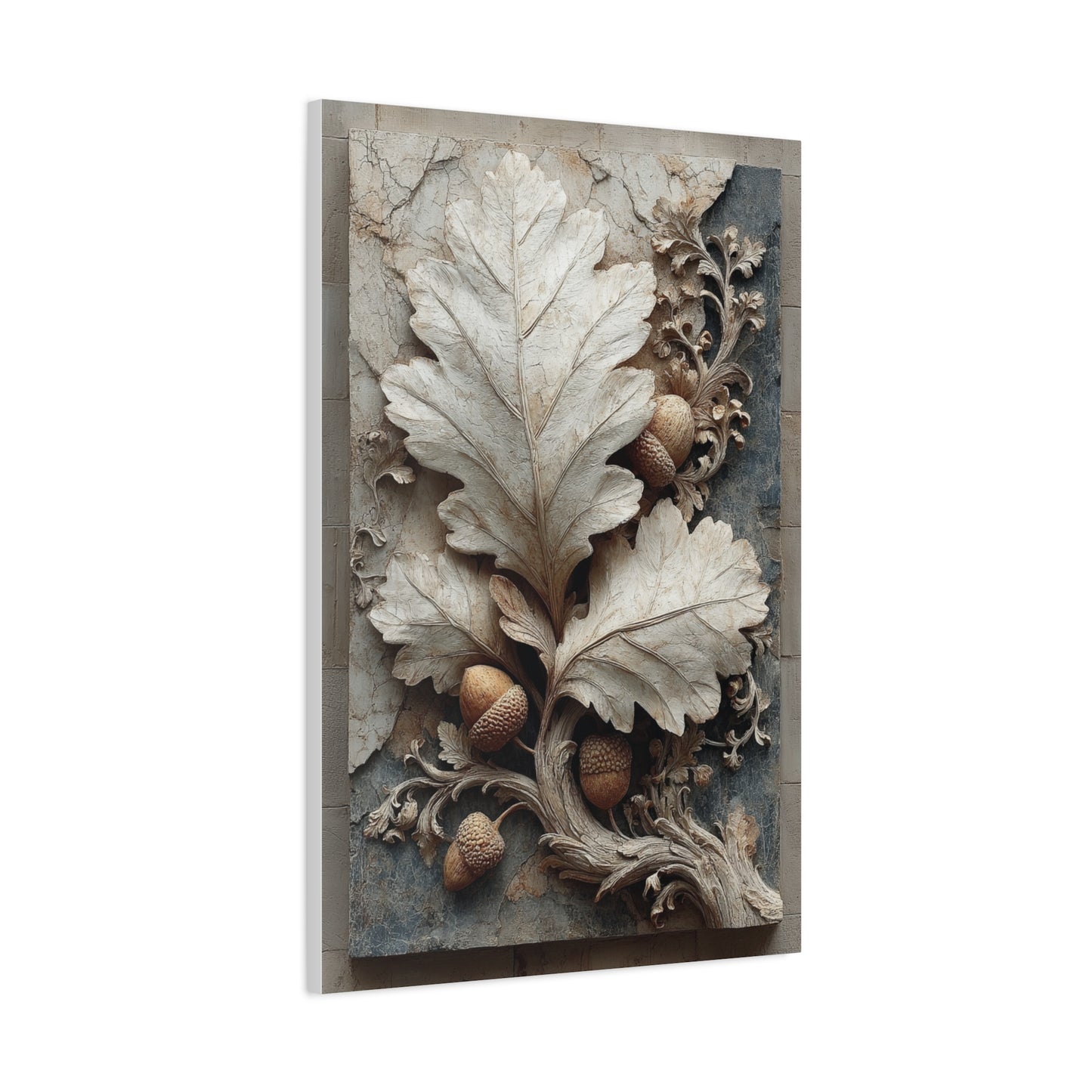 Autumn Oak Leaf Bas-Relief Wall Art & Canvas Print