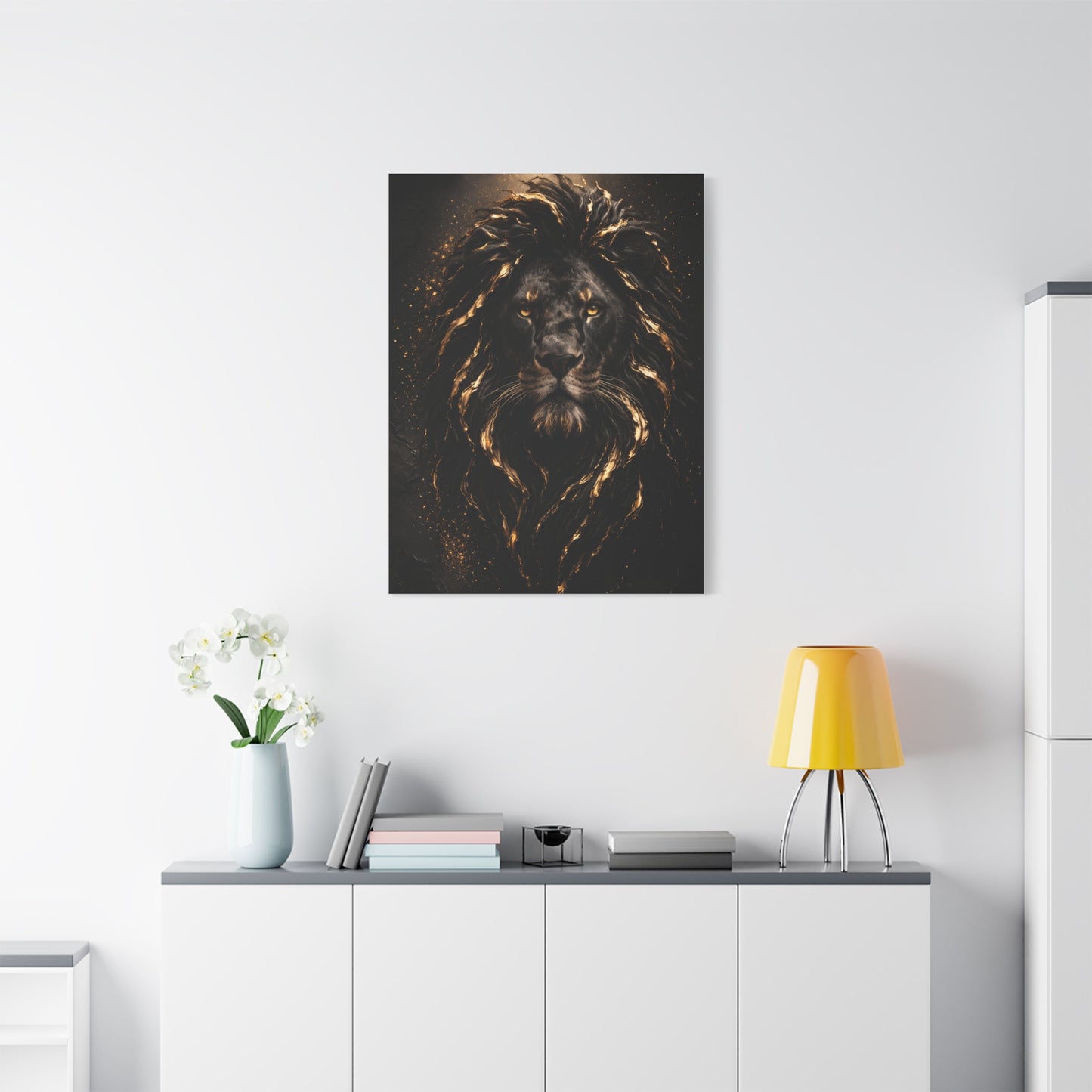 Black & Gold Lion Royal Portrait Wall Art & Canvas Print