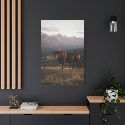 Mountain Ridge Bull Landscape Wall Art & Canvas Print