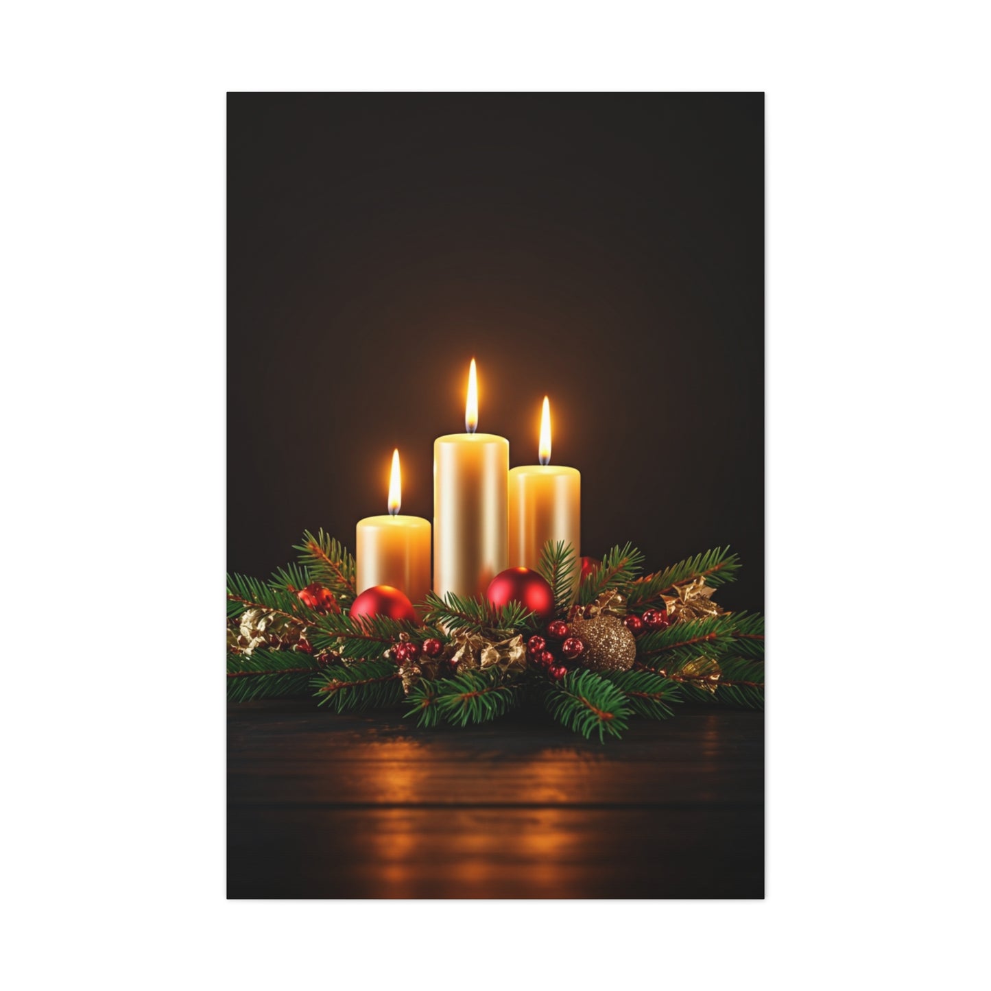 Christmas Candlelight Evergreen Centerpiece Wall Art & Canvas Print