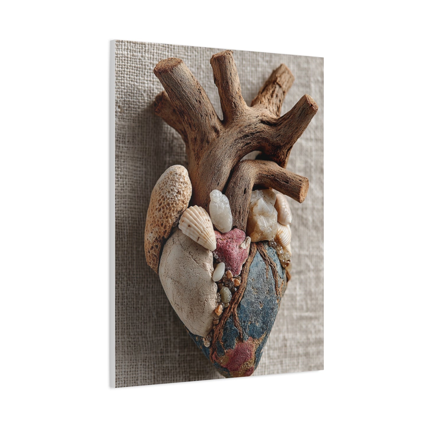 Driftwood Coastal Heart Sculpture Wall Art & Canvas Print