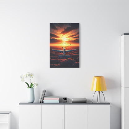 Sunset Flight Above the Clouds Wall Art & Canvas Prints