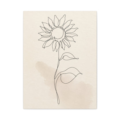 Minimal Line Art Sunflower Wall Art & Canvas Print