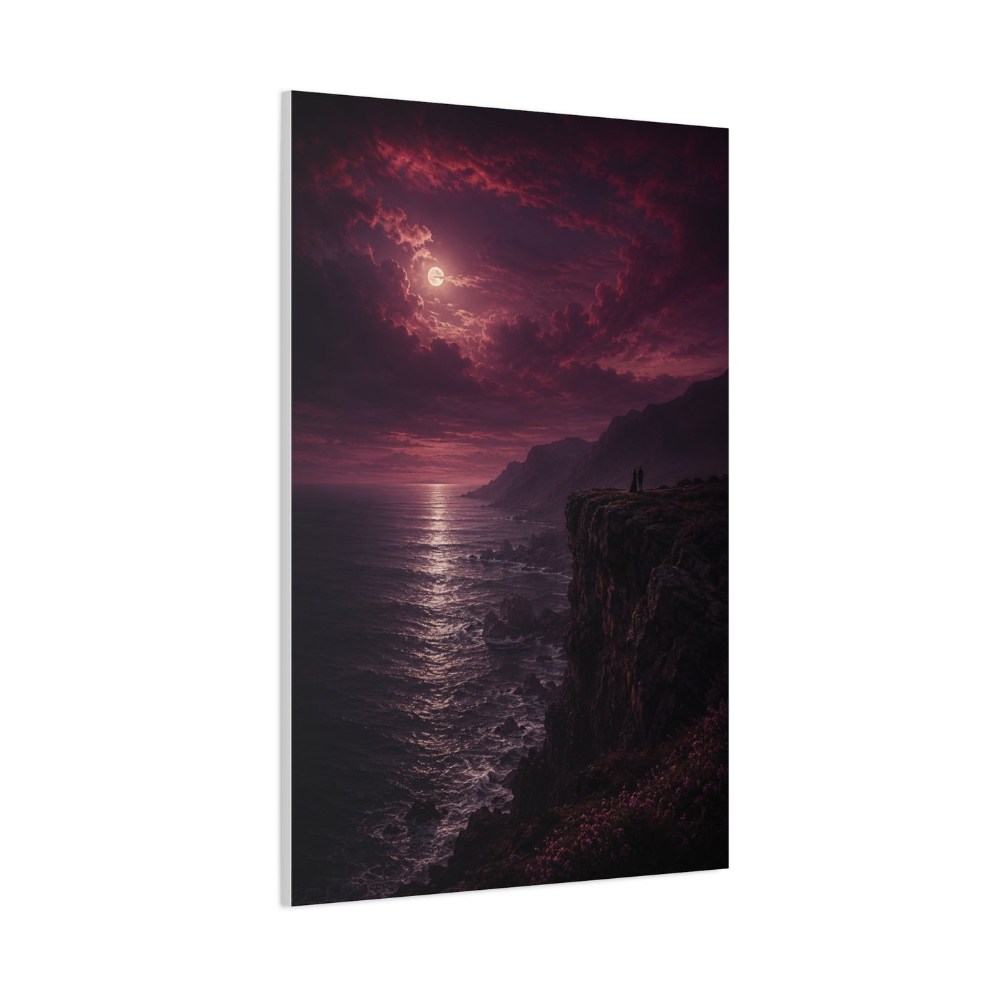 Moonlit Cliffside Love Landscape Wall Art & Canvas Print