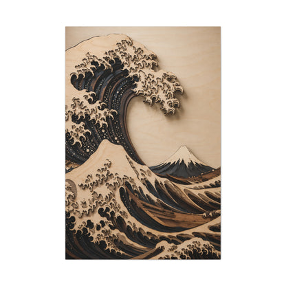 Layered Wood Great Wave Relief Wall Art & Canvas Print