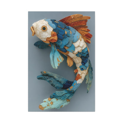 Driftwood Koi Sculpture Wall Art & Canvas Print