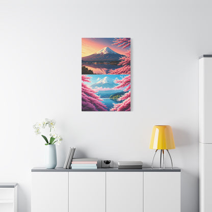 Mount Fuji Sakura Reflection Landscape Wall Art & Canvas Prints