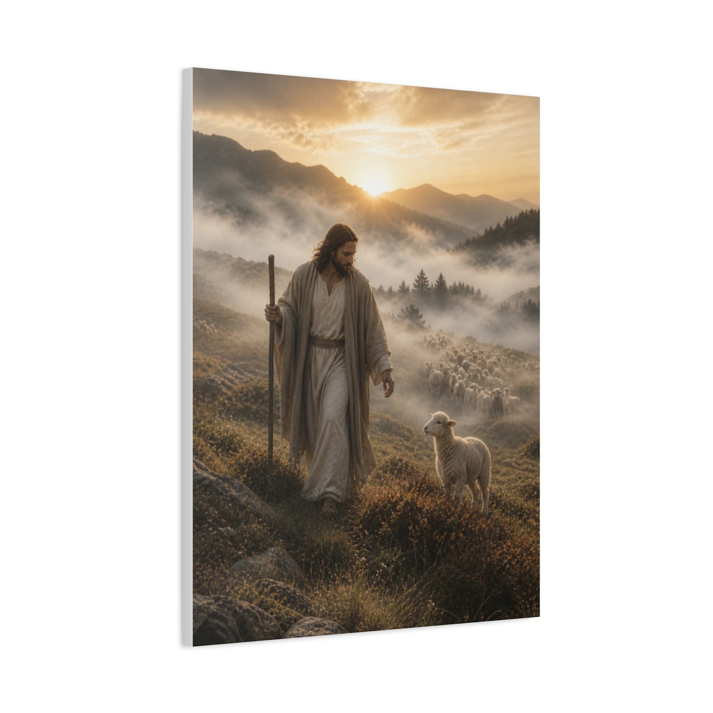The Good Shepherd with Lamb Wall Art & Canvas Print