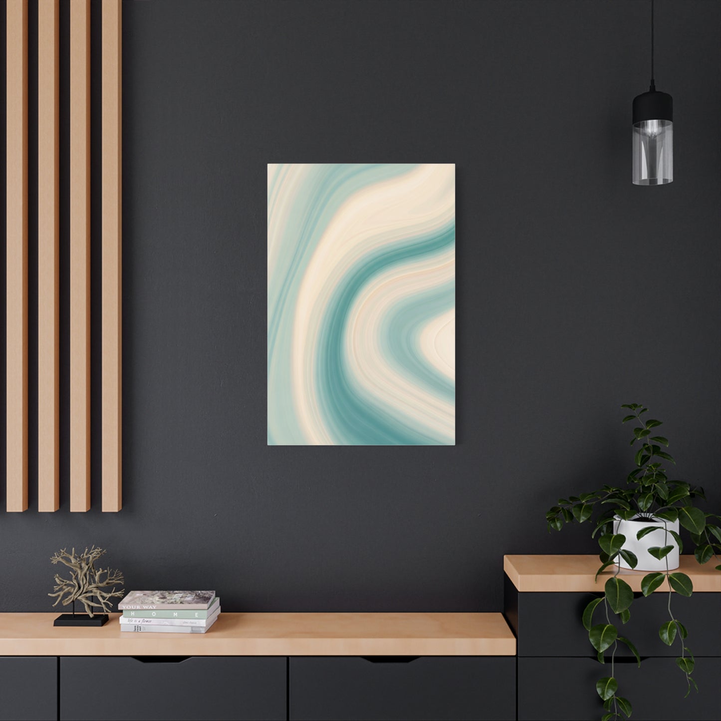 Teal & Cream Motion Swirl Wall Art & Canvas Prints