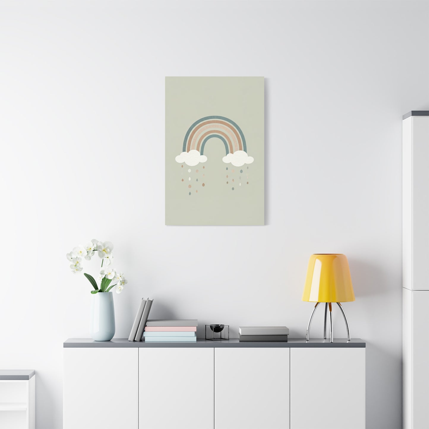 Pastel Rainbow & Clouds Nursery Wall Art & Canvas Print