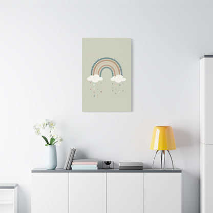 Pastel Rainbow & Clouds Nursery Wall Art & Canvas Print
