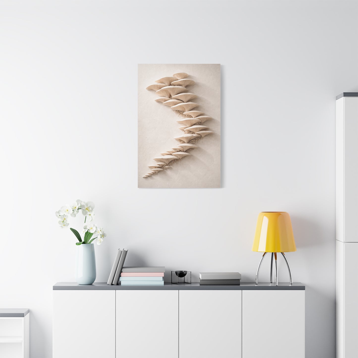 Minimalist Sculptural Oyster Mushroom Cascade Wall Art & Canvas Print