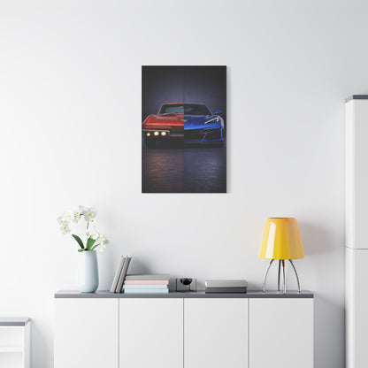 Corvette Performance Evolution Split C2 vs C8 Wall Art & Canvas Prints