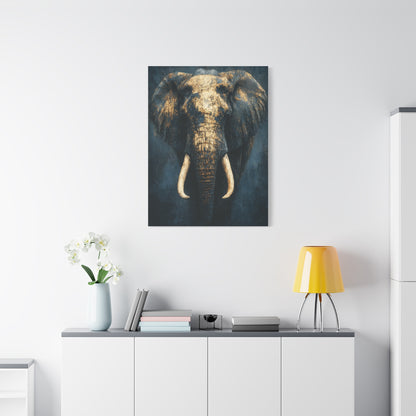 Black and Gold Regal Elephant Portrait Wall Art & Canvas Print
