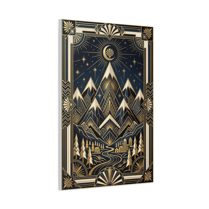 Art Deco Golden Alpine Skyline Wall Art & Canvas Print