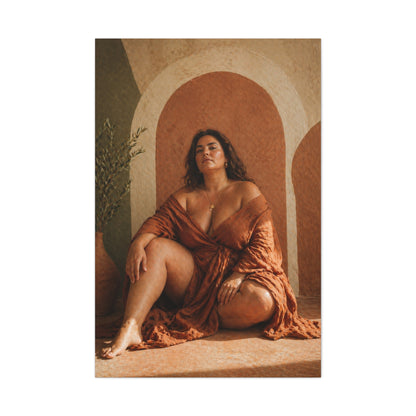 Boho Body-Positive Seated Portrait Wall Art & Canvas Print