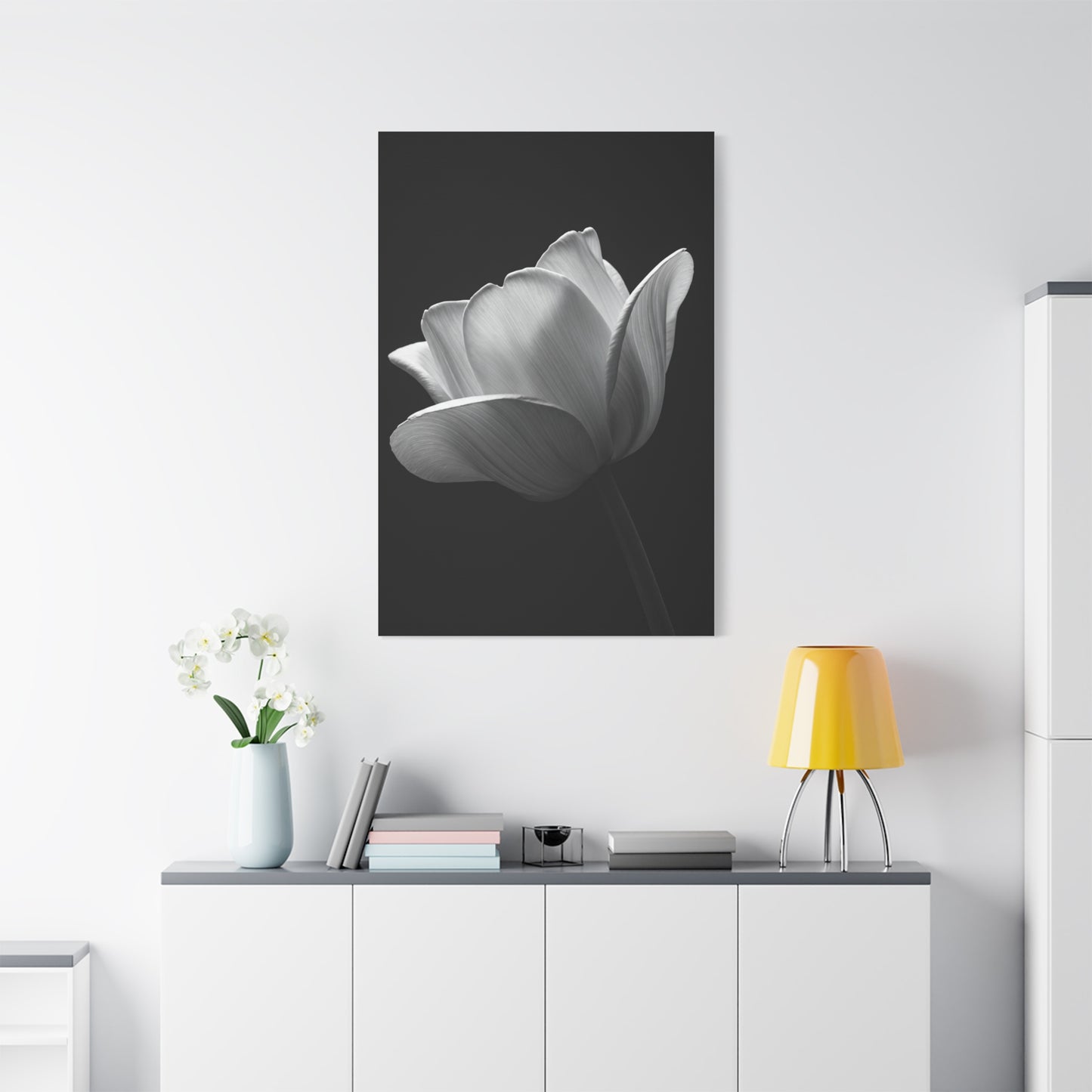 Orchid Symmetry in Black & White Wall Art & Canvas Prints