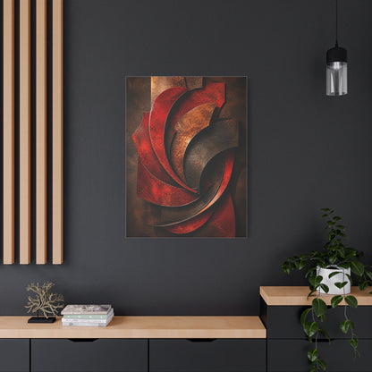 Sculptural Red Metal Wave Composition Wall Art & Canvas Print