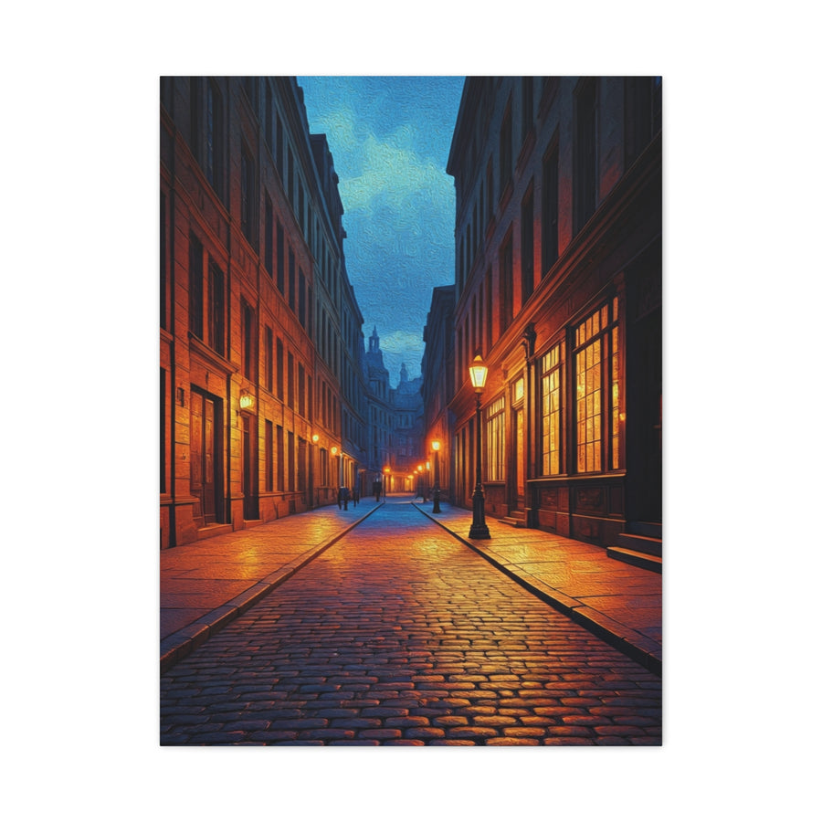 Twilight Cobblestone Street Wall Art & Canvas Prints