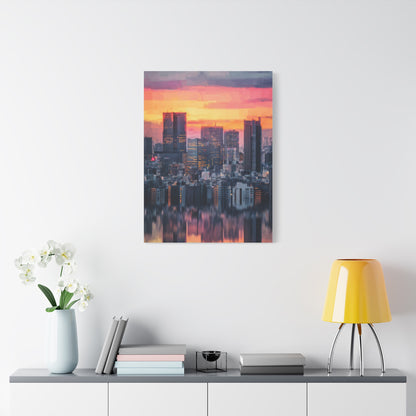 Tokyo Skyline Twilight Reflection Wall Art & Canvas Print