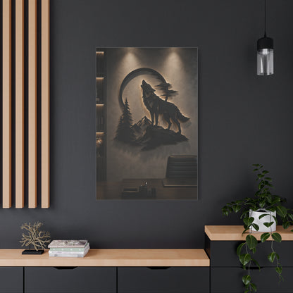 Minimal Howling Wolf Moon Relief Panel Wall Art & Canvas Print