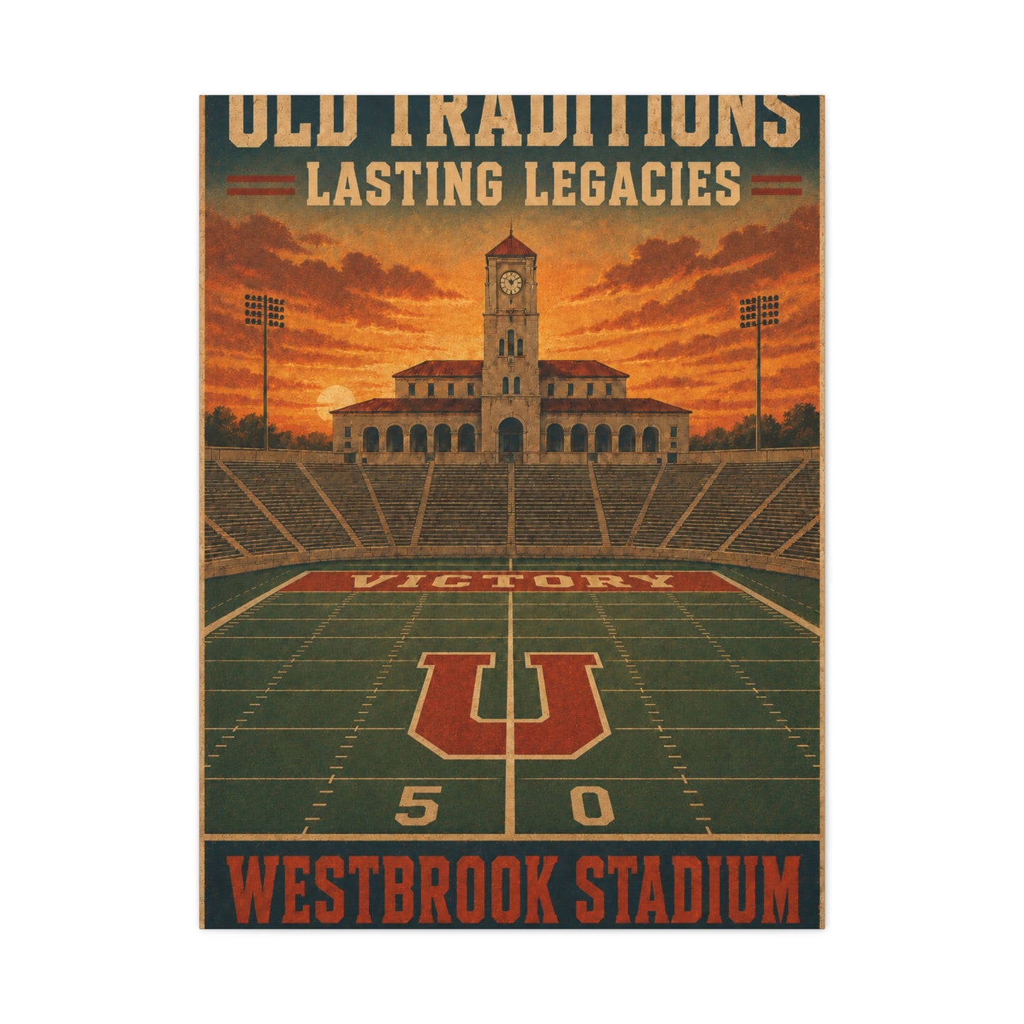 Vintage Stadium Legacy Football Sports Wall Art & Canvas Print