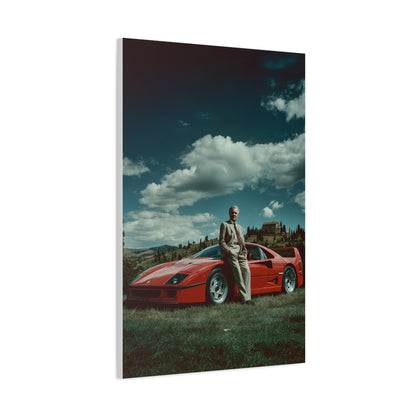 Enzo Ferrari Standing Beside the Ferrari F40 (1987) Wall Art & Canvas Print