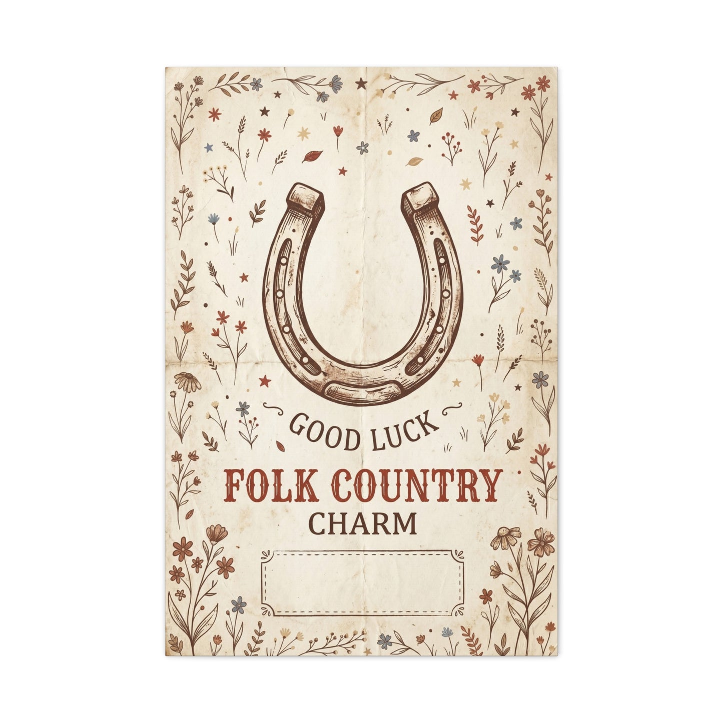 Rustic Horseshoe Folk Charm Poster Wall Art & Canvas Print
