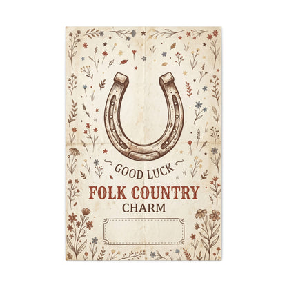 Rustic Horseshoe Folk Charm Poster Wall Art & Canvas Print