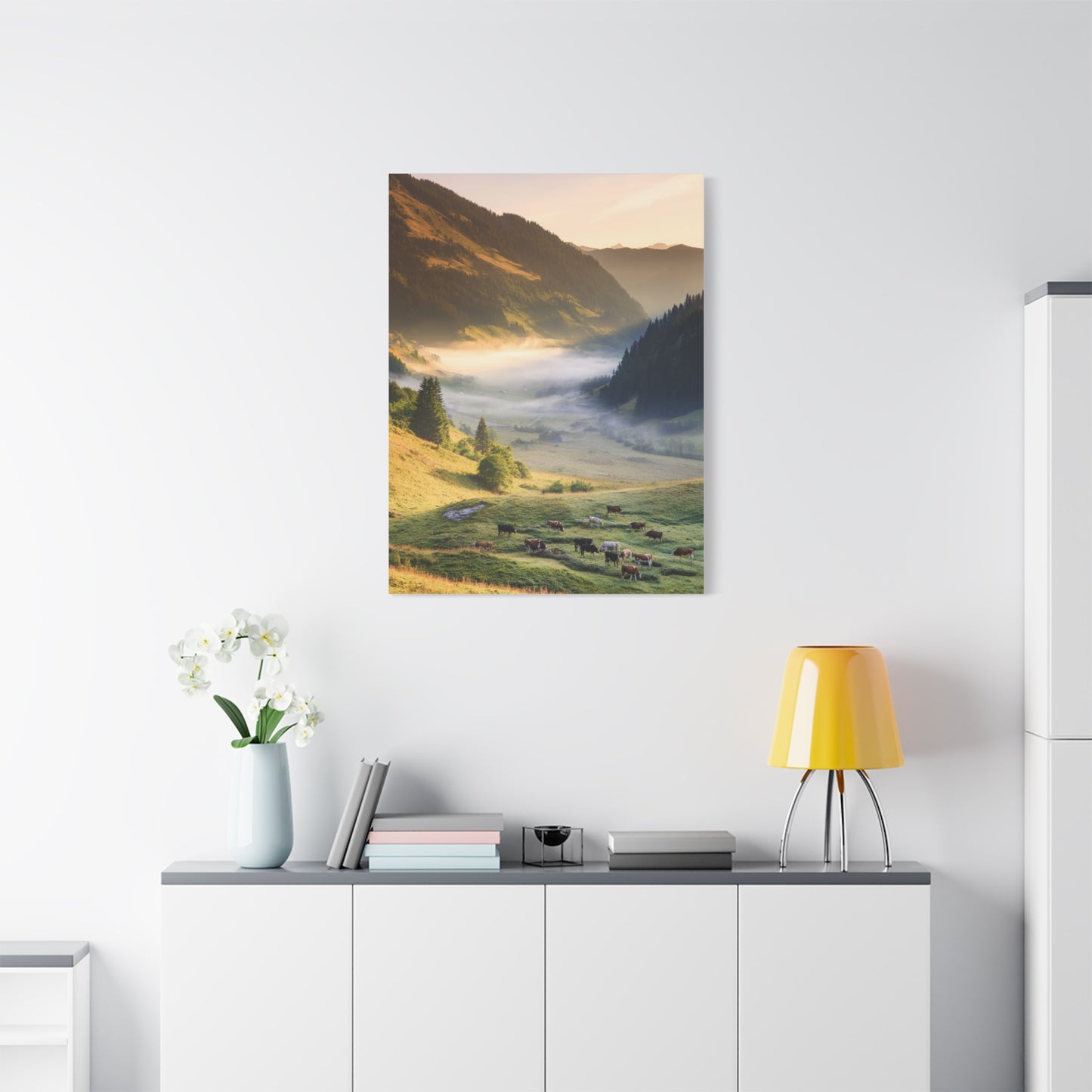 Alpine Valley Morning Pasture Wall Art & Canvas Print