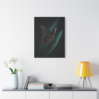 Dark Swallowtail Butterfly on Leaf Wall Art & Canvas Prints
