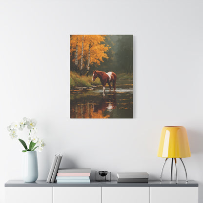 Painted Autumn Horse Landscape Wall Art & Canvas Print