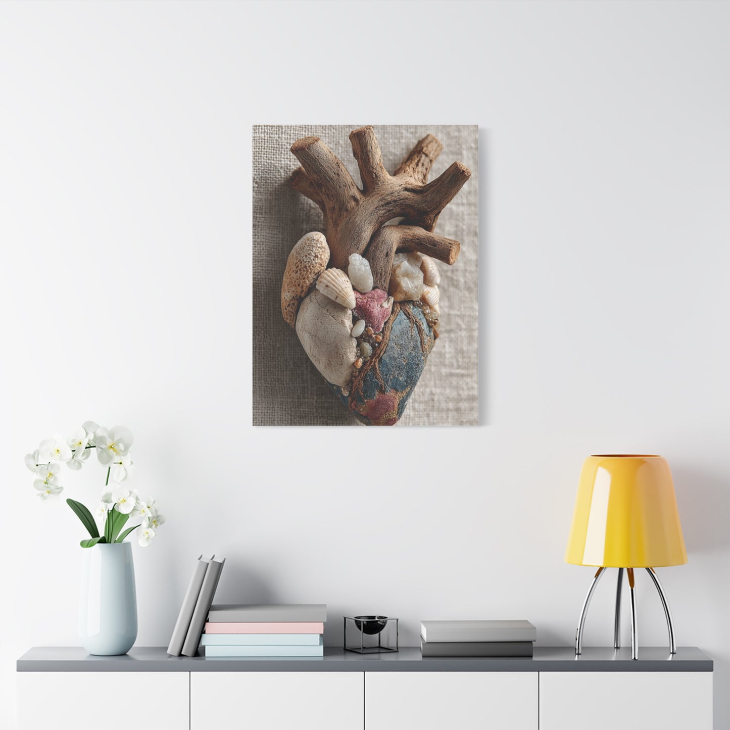Driftwood Coastal Heart Sculpture Wall Art & Canvas Print